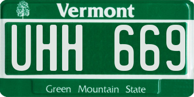 VT license plate UHH669