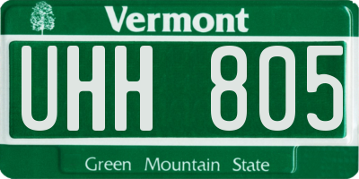 VT license plate UHH805