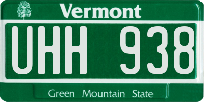 VT license plate UHH938