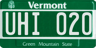 VT license plate UHI020