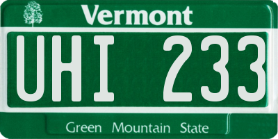 VT license plate UHI233