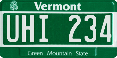 VT license plate UHI234