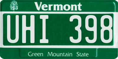 VT license plate UHI398