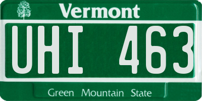 VT license plate UHI463