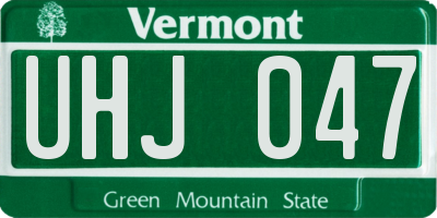 VT license plate UHJ047