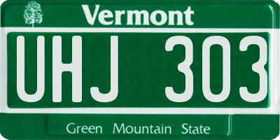 VT license plate UHJ303