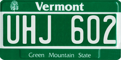 VT license plate UHJ602