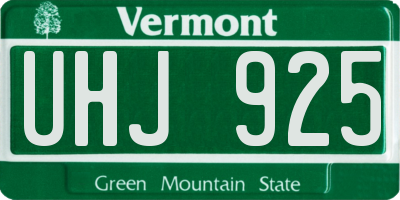 VT license plate UHJ925