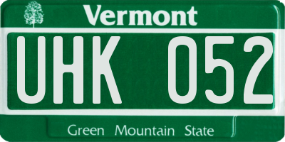 VT license plate UHK052