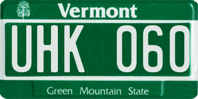 VT license plate UHK060