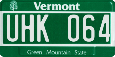VT license plate UHK064
