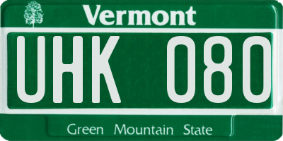 VT license plate UHK080
