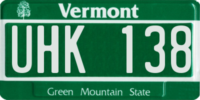 VT license plate UHK138