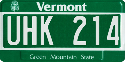 VT license plate UHK214