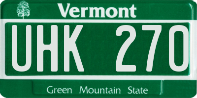 VT license plate UHK270