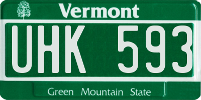 VT license plate UHK593