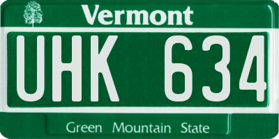 VT license plate UHK634