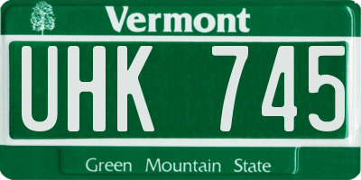 VT license plate UHK745