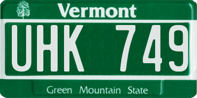 VT license plate UHK749
