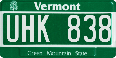 VT license plate UHK838