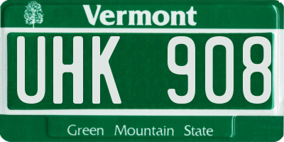 VT license plate UHK908