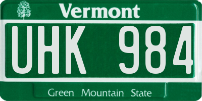 VT license plate UHK984