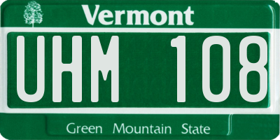 VT license plate UHM108