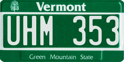 VT license plate UHM353