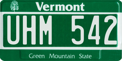VT license plate UHM542