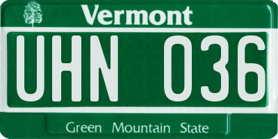 VT license plate UHN036
