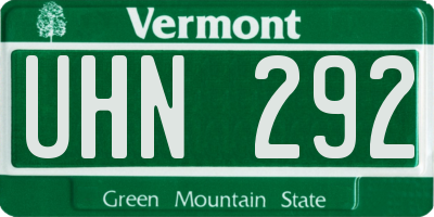 VT license plate UHN292