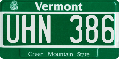 VT license plate UHN386