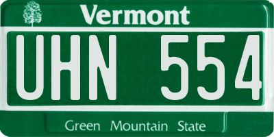 VT license plate UHN554