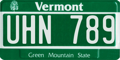 VT license plate UHN789