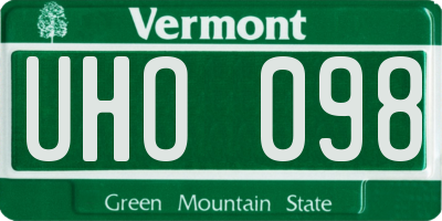 VT license plate UHO098