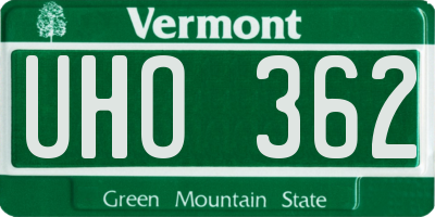VT license plate UHO362
