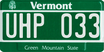 VT license plate UHP033