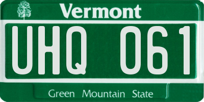 VT license plate UHQ061
