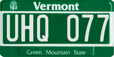 VT license plate UHQ077