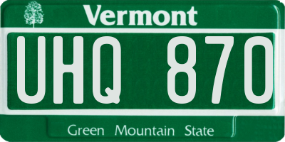 VT license plate UHQ870