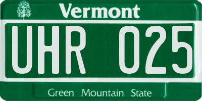 VT license plate UHR025