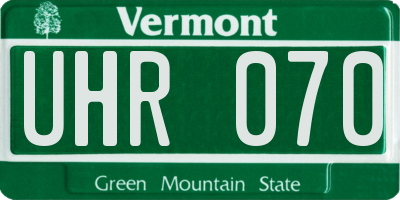 VT license plate UHR070