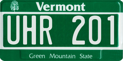VT license plate UHR201