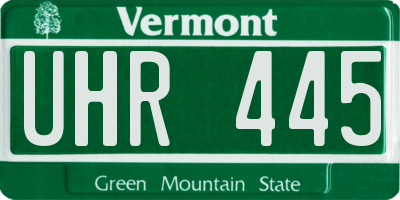 VT license plate UHR445