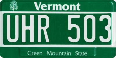 VT license plate UHR503