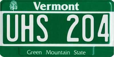 VT license plate UHS204