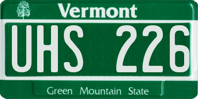 VT license plate UHS226