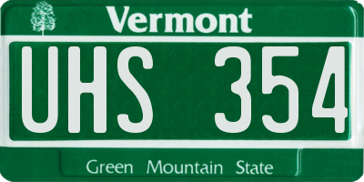 VT license plate UHS354