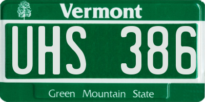 VT license plate UHS386