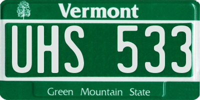VT license plate UHS533